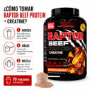 Raptor 100% Beef Protein 5 Lbs / 70 serv Fast Nutrition
